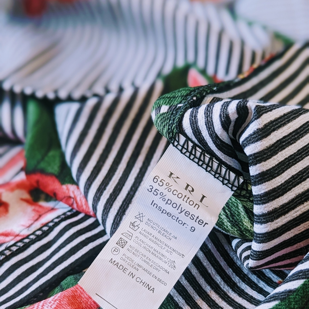 Button-Up Dress with Floral & Stripe Print - Picture 8 of 10